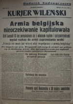 Pranešimas apie netikėtą Belgijos kapituliaciją „Vilniaus kurjerio“ specialiame priede.