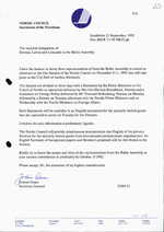 Šiaurės Tarybos Prezidiumo sekretoriato generalinio sekretoriaus J. Osnes raštas nacionalinėms Estijos, Latvijos ir Lietuvos Baltijos Asamblėjos delegacijoms (dėl dalyvavimo 41-oje Šiaurės Tarybos sesijoje)