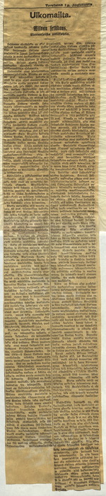 Dokumentai apie Lietuvos pasiuntinybių Suomijoje ir Estijoje veiklą